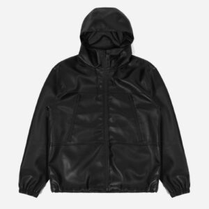 WASTED PARIS Kingdom Faux Leather Windbreaker Black
