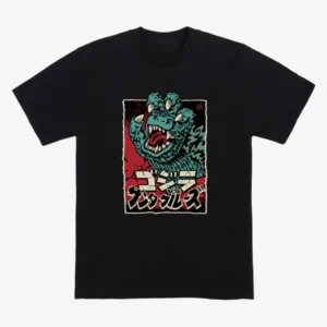 SANTA CRUZ X GODZILLA HAND FRONT HEAVYWEIGHT T-SHIRT BLACK