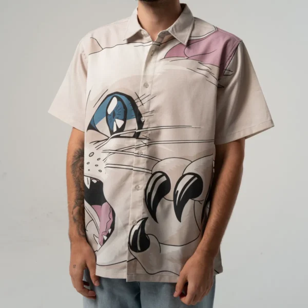 RIPNDIP METAL CLAW BUTTON UP SHIRT BONE