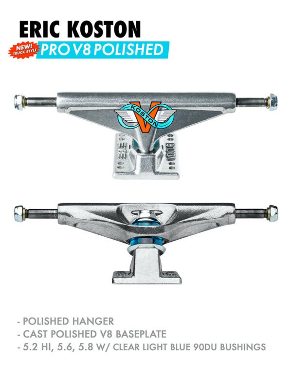 Venture Skateboard Trucks V8 Polished Eric Koston 5.2 Hi