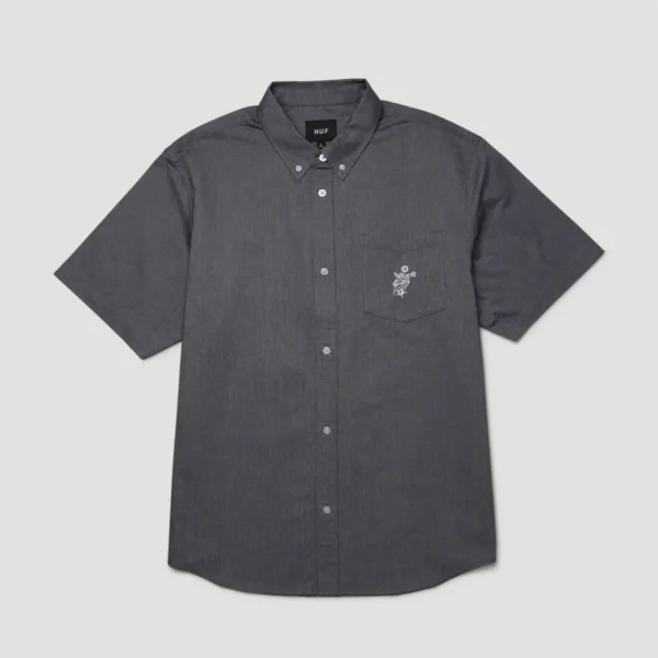 HUF ICARUS SHORTSLEEVE OXFORD SHIRT (WASHED BLACK)