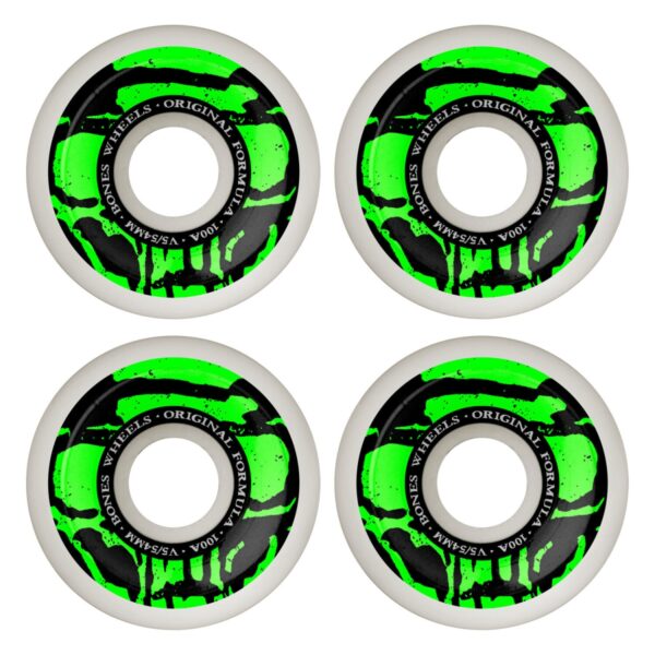 BONES WHEELS 100'S ORIGINAL MUMMY SKULLS V5 SIDECUT 100A 54MM (white-green)