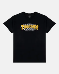 THRASHER CHECKERED OVAL T-SHIRT (BLACK)