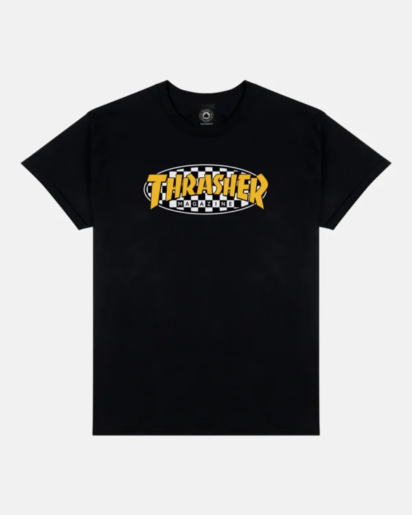 THRASHER CHECKERED OVAL T-SHIRT (BLACK)