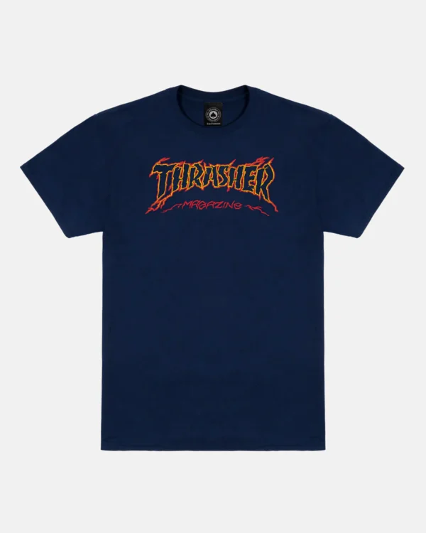 THRASHER CRACKED BY EXTEENAGER T-SHIRT (NAVY)