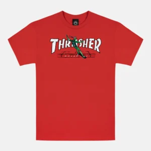 THRASHER RED CURB BY LSD WORLDPEACE T-SHIRT (RED)