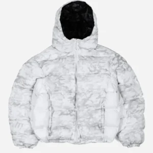 WASTED WASTED DIGICAMO REVERSIBLE PUFFER (CAMO WHITE / BLACK )