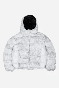 WASTED WASTED DIGICAMO REVERSIBLE PUFFER (CAMO WHITE / BLACK )